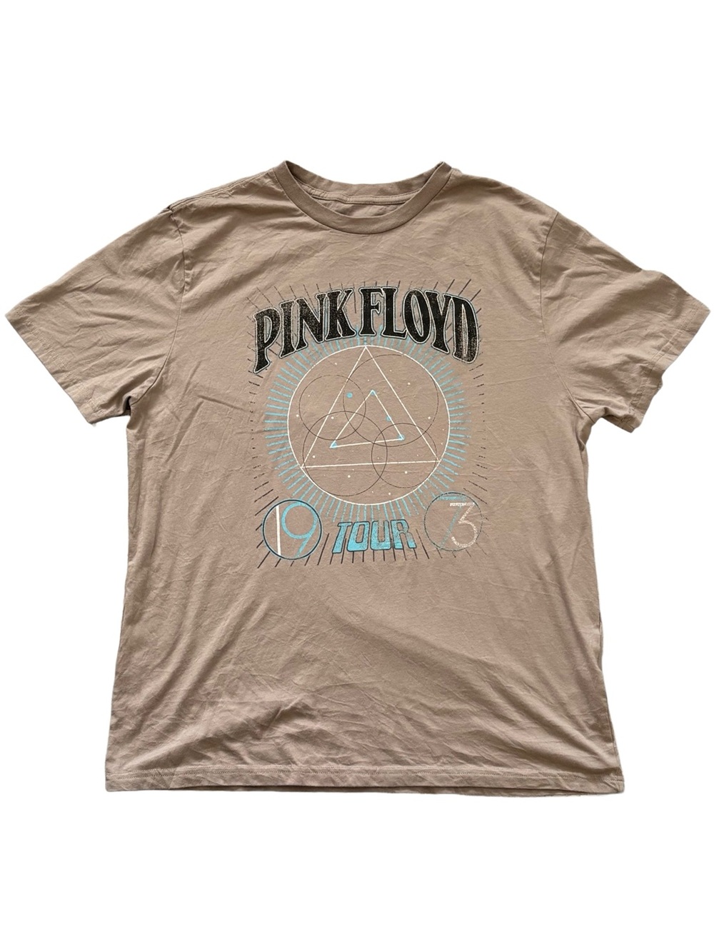 Pink Floyd 1973 Tour Graphic Band Tee Beige Oversized Size Large